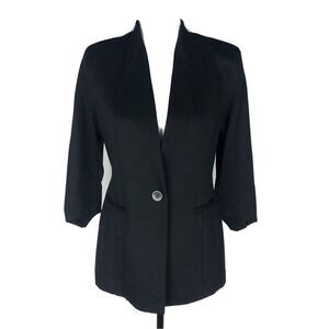 CABI Rayon Nylon Blend‎ Black Single-Button Stretch Knit Blazer Women's Size 4